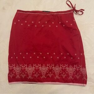 Vtg American Eagle Red Embroidered Mini Skirt 🍒 Boho Y2K prettygrunge preppygoth